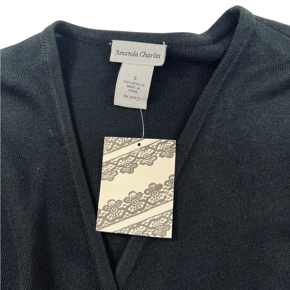 Elegant Black Knit Wrap Dress in Size Small - Picture 9 of 12